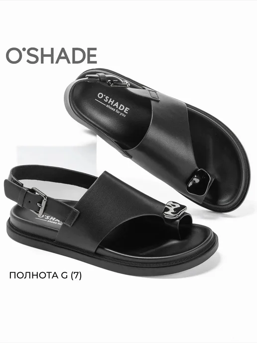 O`SHADE Летние босоножки женские через палец на плоской подошве, черный, фото 5