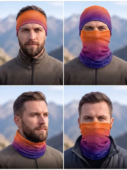 RUN FOR YOU Бафф спортивный, бандана, снуд, фиолетовый, фото 3