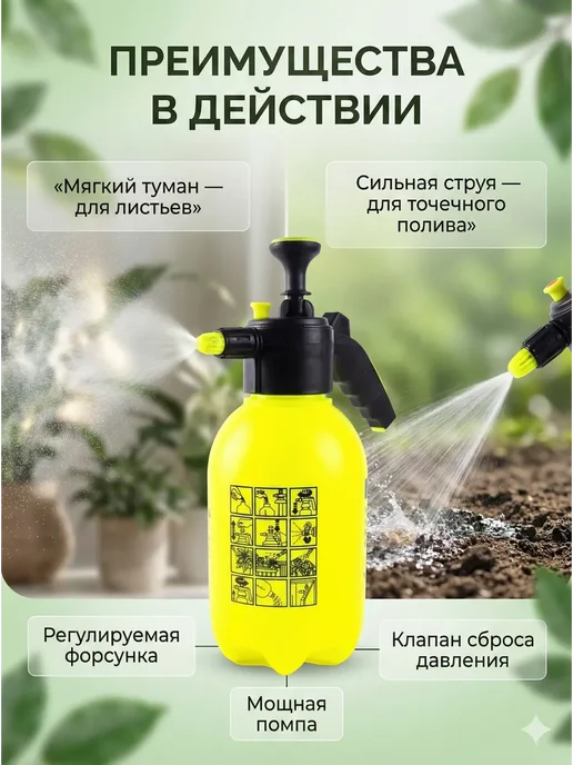 NURAIYM1 Опрыскиватель ручной садовый 2 л для удобрений и ухода, 2 л, фото 2