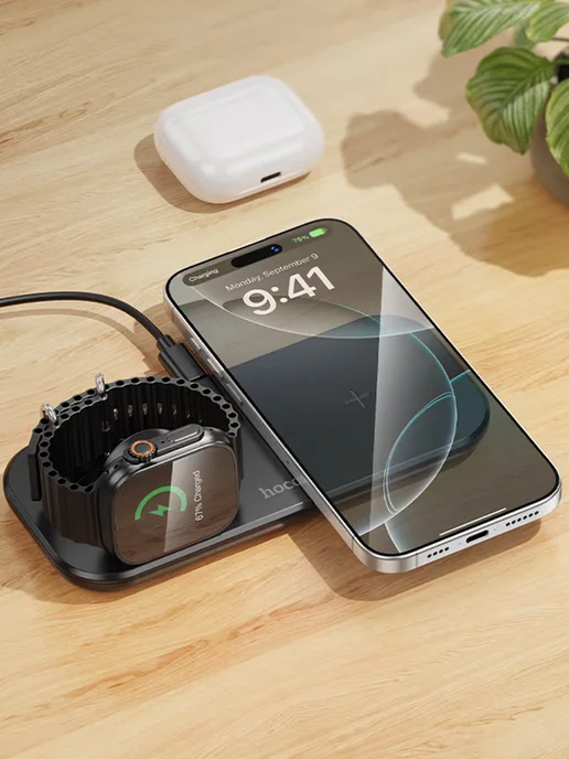 HOCO Док-станция беспроводная 3 в 1 для Apple, черный, фото 7