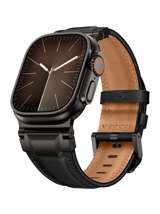 Mеталл+Кожа pемень Для Apple watch 44-45-46-49mm Band, вариант, фото 2