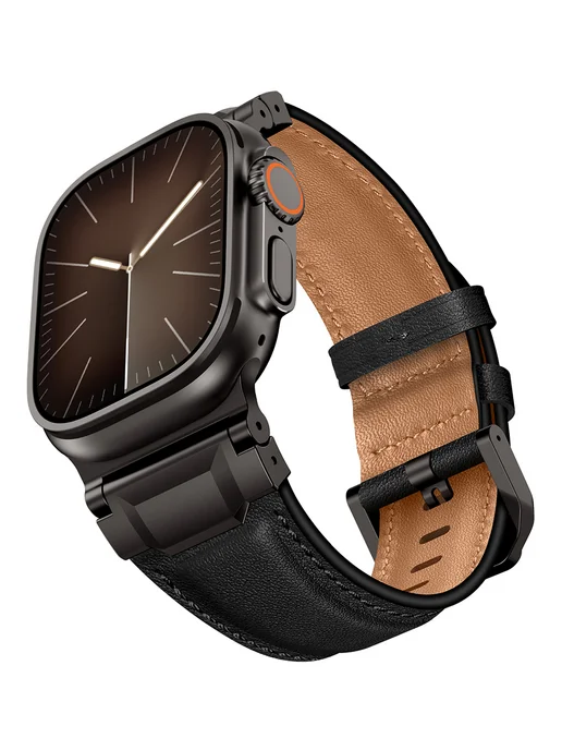 Mеталл+Кожа pемень Для Apple watch 44-45-46-49mm Band, вариант, фото 3