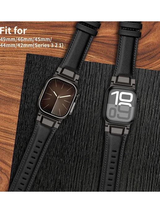 Mеталл+Кожа pемень Для Apple watch 44-45-46-49mm Band, вариант, фото 6