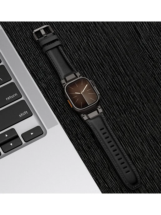 Mеталл+Кожа pемень Для Apple watch 44-45-46-49mm Band, вариант, фото 7