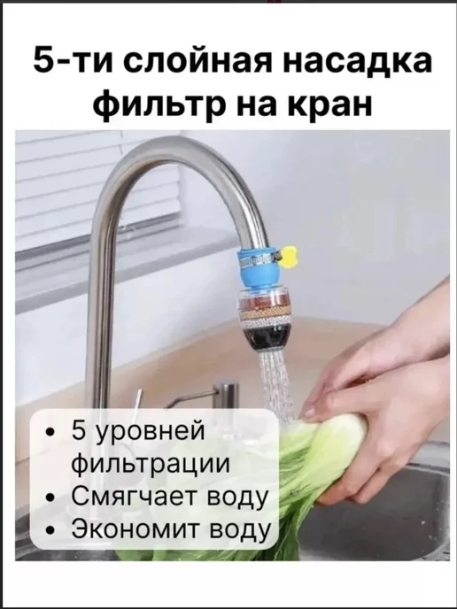Фильтр для воды на кран, синий, фото 5