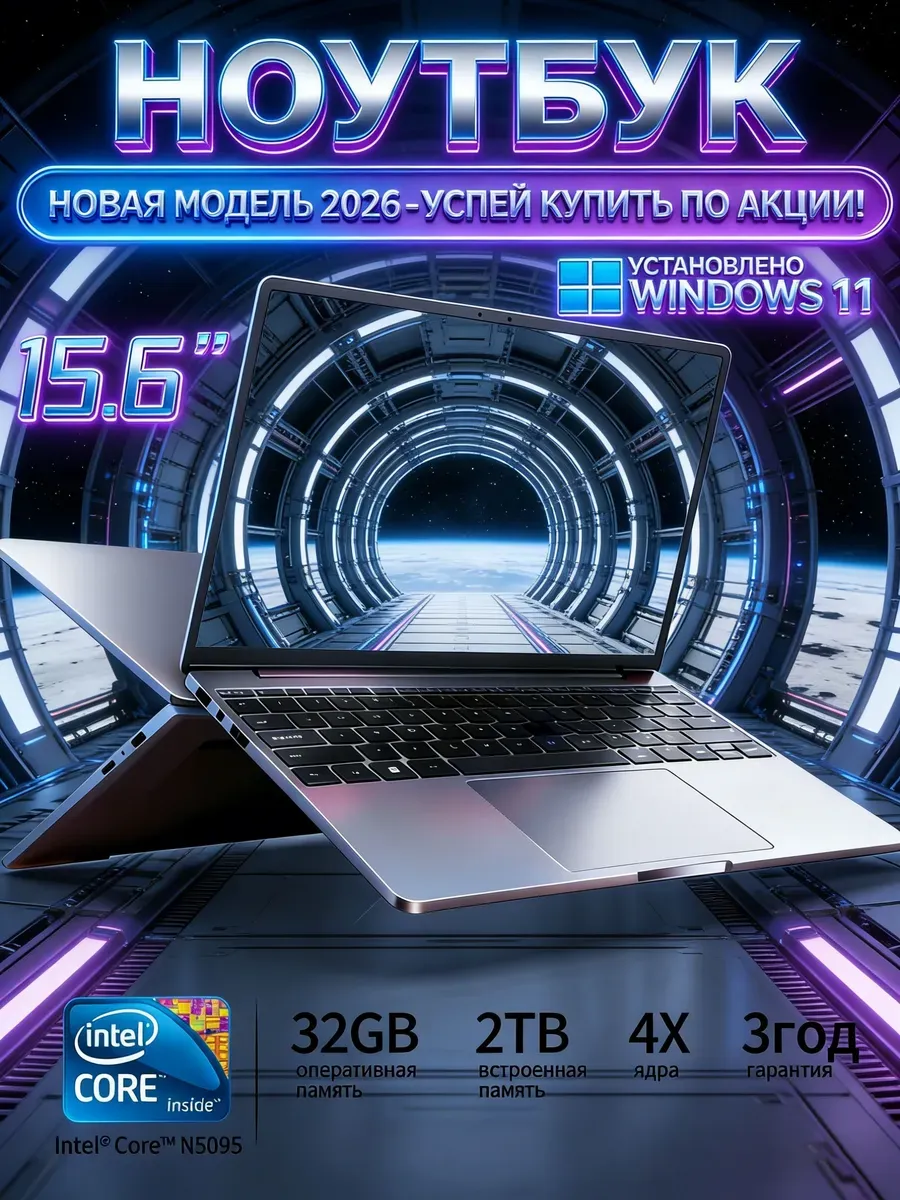 32ГБ 2ТБ Ноутбук для офиса Win11 Pro ультратонкий IPS