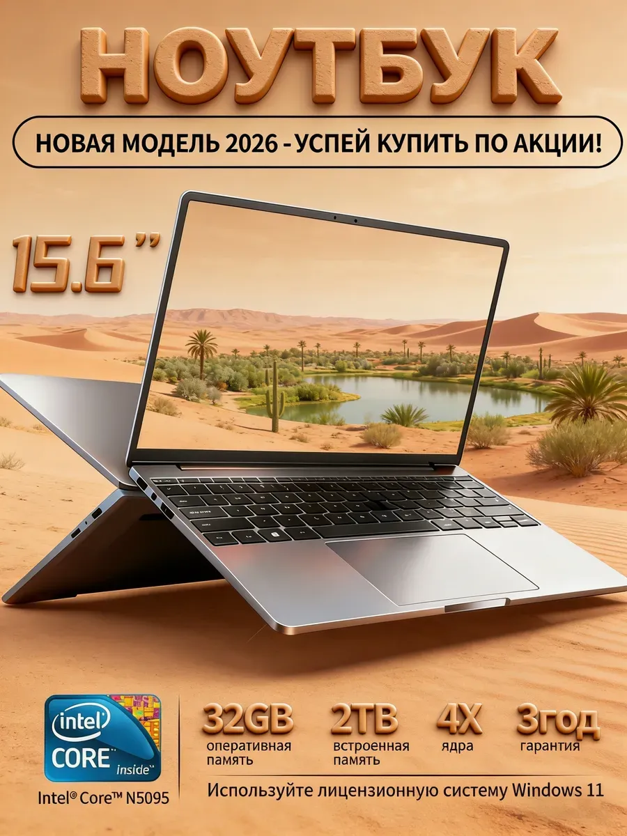 Ноутбук 32ГБ 2ТБ для студентов 15.6 мощный