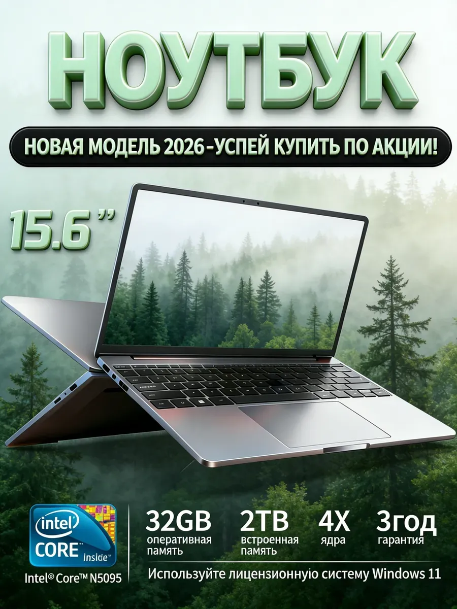 32ГБ 2ТБ Ноутбук ультратонкий для учебы Windows 11 Pro SSD