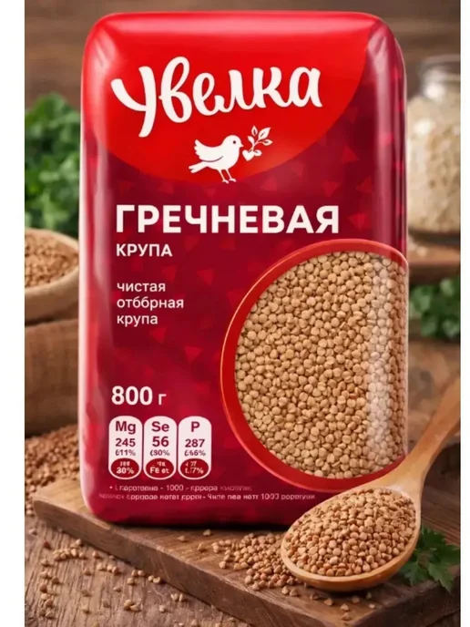 Увелка Гречка 1 пачка 800 грамм, крупа гречневая, 1 пачка 800 грамм, фото 4