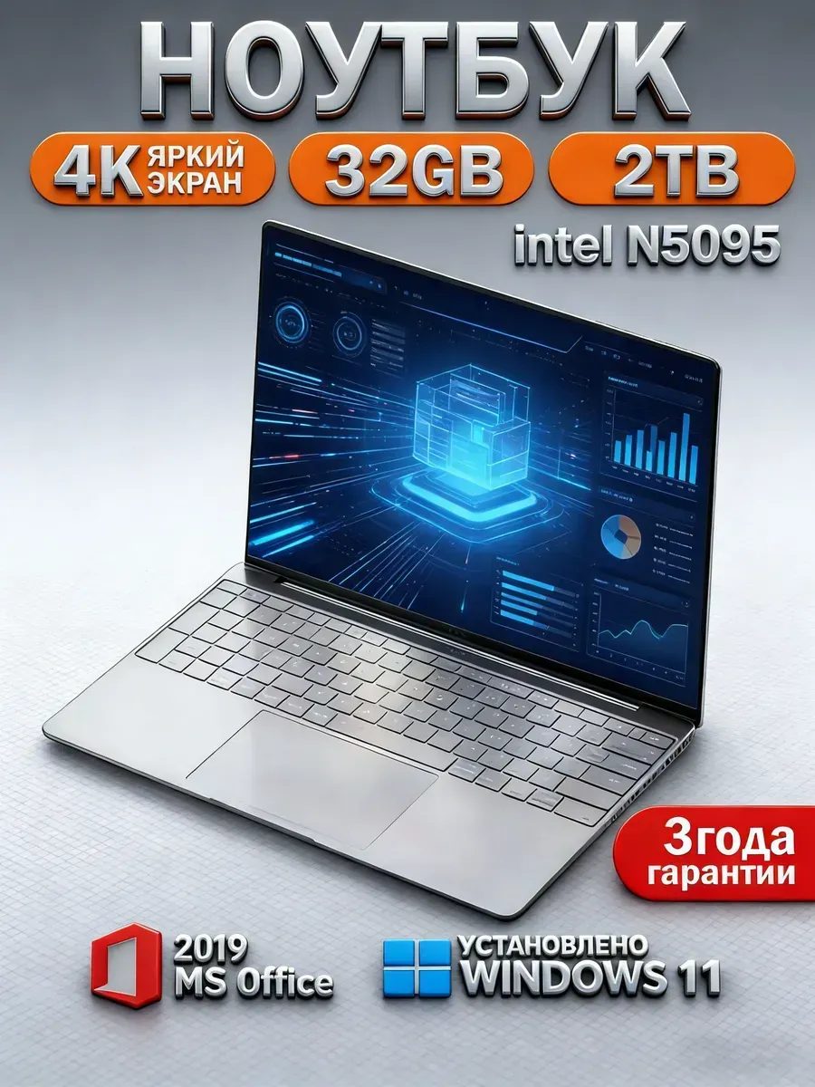 HP Ноутбук 32ГБ 2ТБ SSD для студентов ультратонкий Intel