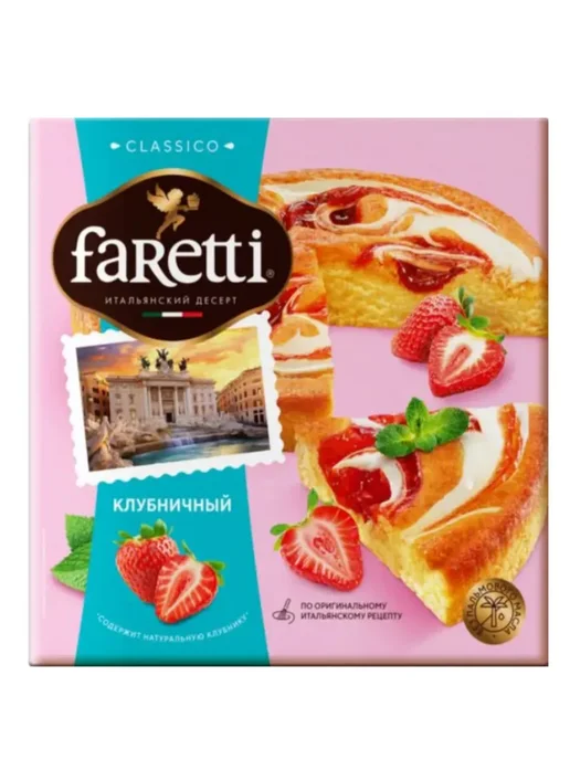 Faretti Торт бисквитный Classico с клубничной начинкой 350 г, 350 г