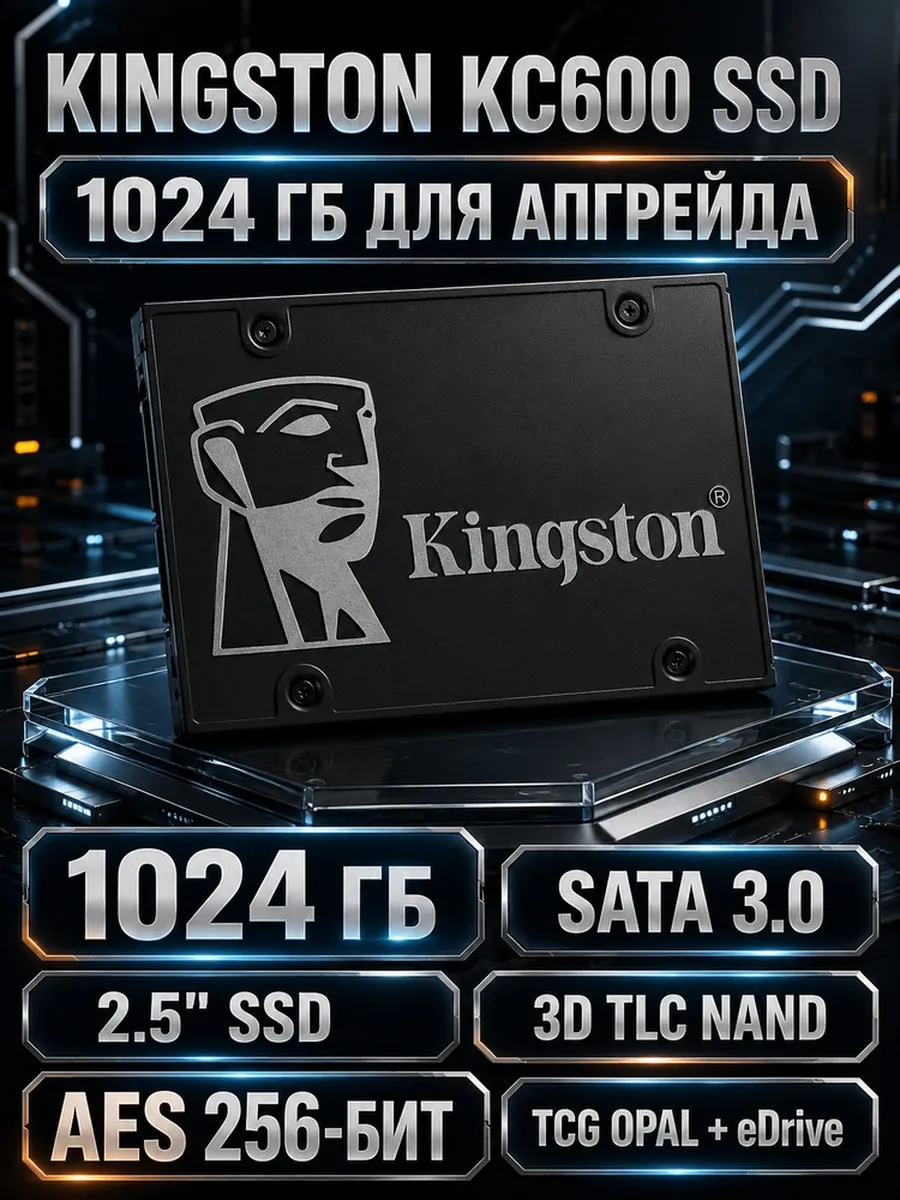 SSD SKC600 1024G SATA III 2.5" Kingston 740639079 купить за 35 850 ₽ в интернет‑магазине Wildberries