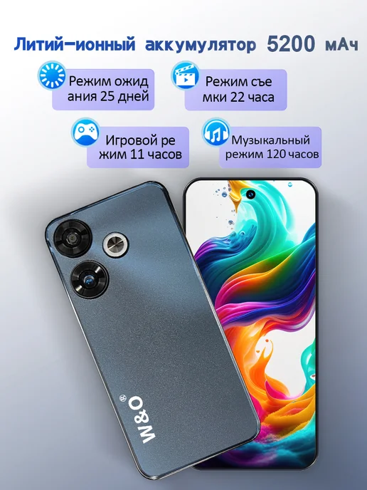 Смартфон W&O X19 8 ГБ, черный, фото 4