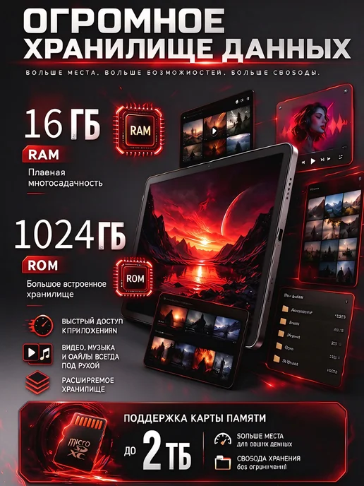 Планшет андроид с клавиатурой 10pro MAX и мышкой 16 1024GB, 1024 ГБ, фото 4