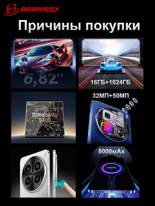 Смартфон Bobarry X200 16/1024 ГБ, черный, фото 3