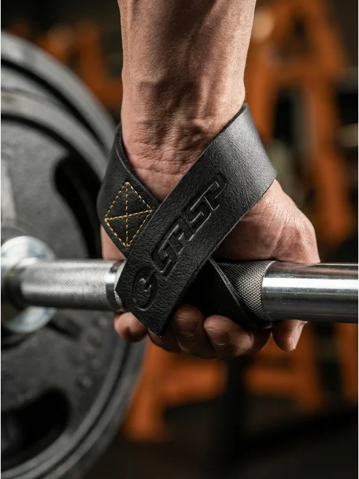 GASP Лямки спортивные для тяги Leather Straps, черный