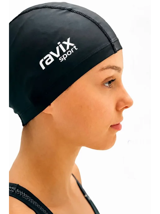 ravix sport Шапочка для плавания, бассейна, тканевая, черный, фото 7