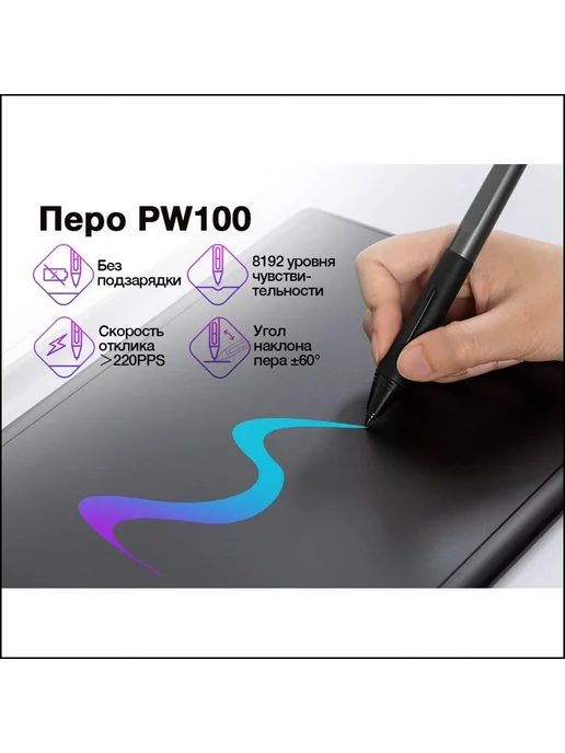 Графический планшет Huion Inspiroy H610X + КУРСЫ В ПОДАРОК, черный, фото 5