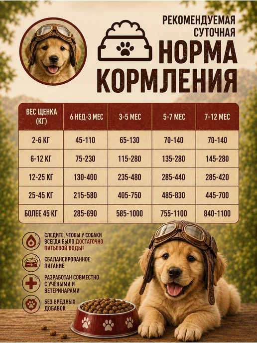 Сухой корм Ушастый Пилот для собак, щенки, 2 кг, фото 3