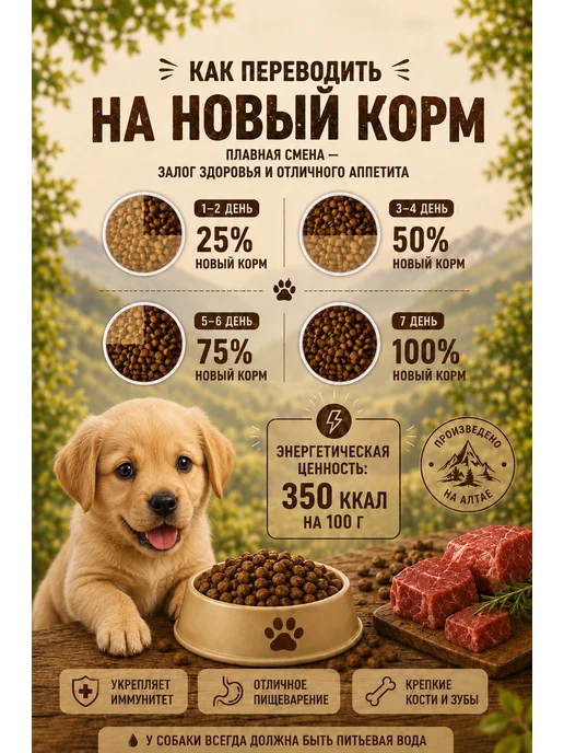 Сухой корм Ушастый Пилот для собак, щенки, 2 кг, фото 4