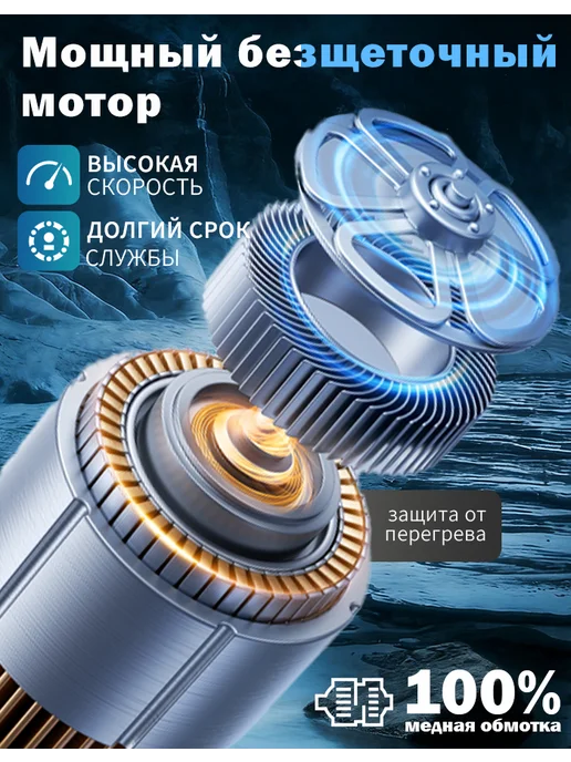 Строительный фен аккумуляторный (без АКБ) 550°C 3 насадки, серый, фото 8