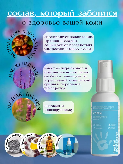 Herbal Symphony Спрей для рук антибактериальный, 100 мл, фото 2