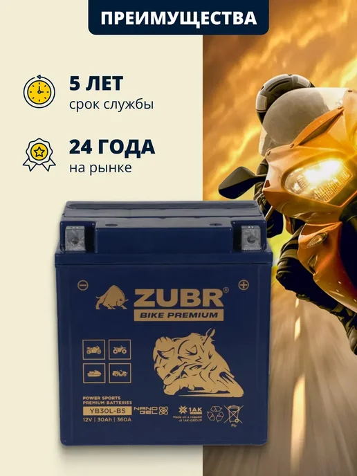 ZUBR Аккумулятор для генератора 12v 30ah гелевый, вариант, фото 3