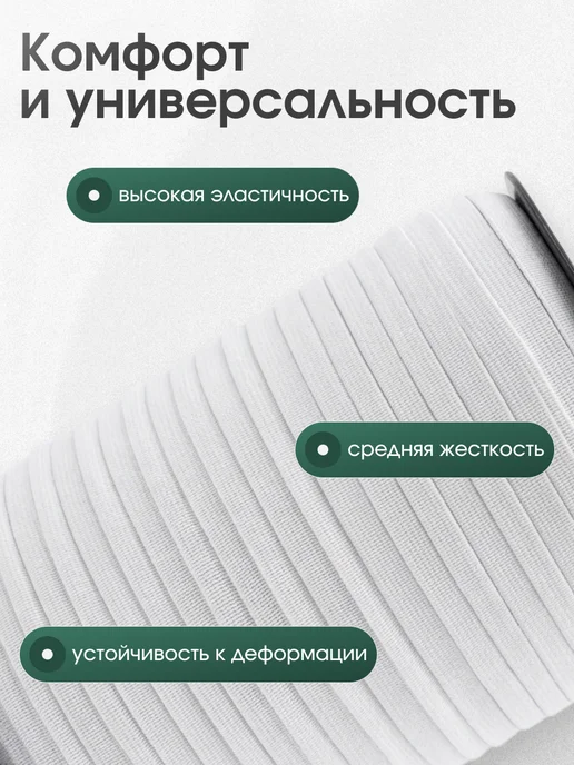 ФЕЛИтеКС Резинка вязаная 10 мм белая 150 метров, 150 м, фото 2