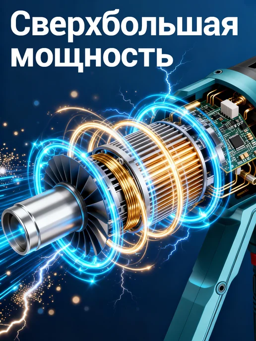 BladeX Фен строительный технический с дисплеем и насадками, вариант, фото 4