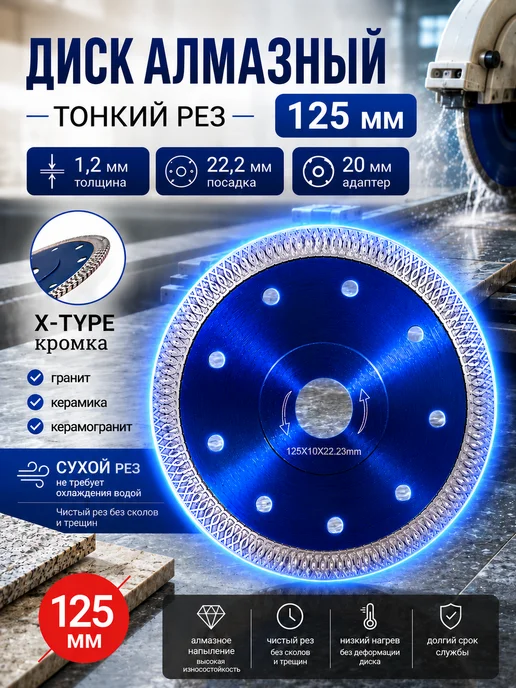 Reli Ware Tools Диск алмазный по керамограниту тонкий X-Type 125мм, вариант