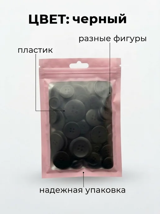 Glitteromania Пуговицы декоративные ассорти набор 150+ шт, черный, фото 3