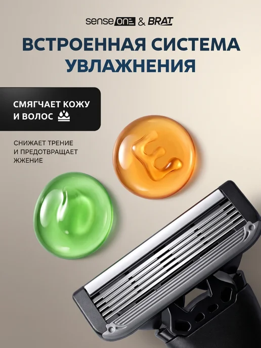 SENSE ONE Бритва мужская и женская станок для бритья с 2 кассетами, черный, фото 7