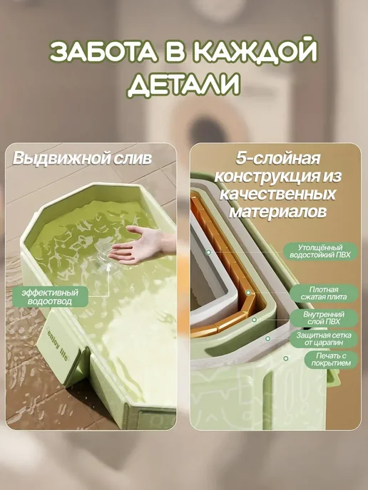 Складная ванночка для купания новорожденных с игрушками, зеленый, фото 4