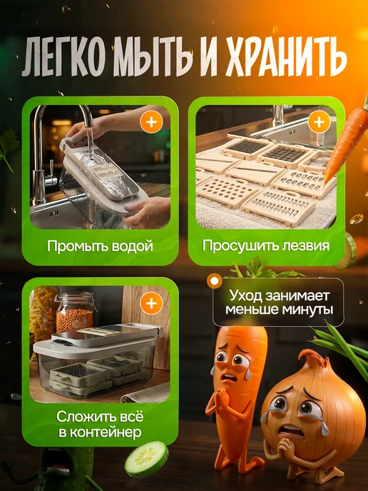 SlicerPro Овощерезка терка многофункциональная ручная, серый, фото 7