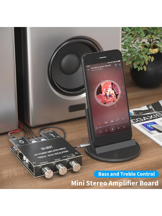 ZK-502T 50Вт×2 HiFi стерео усилитель модуль для колонок, 50 Вт, фото 4