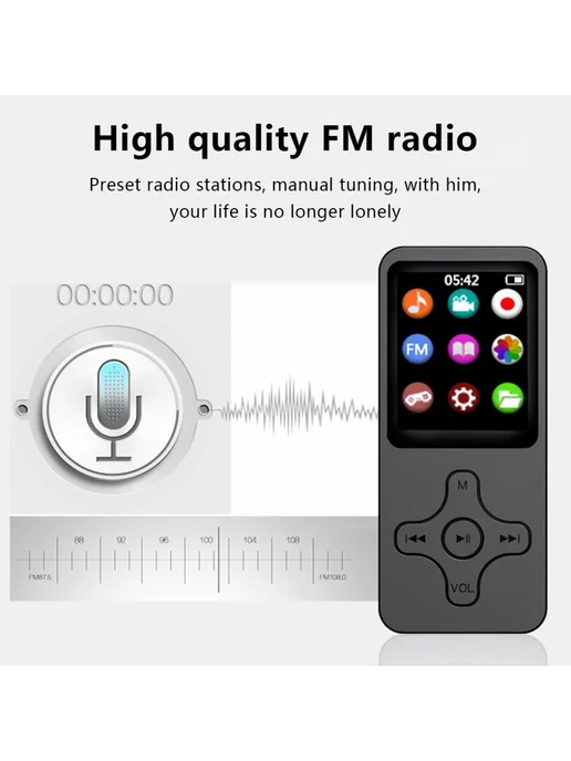HiFi MP4 MP3 плеер FM Bluetooth для студентов, без карты, вариант, фото 6