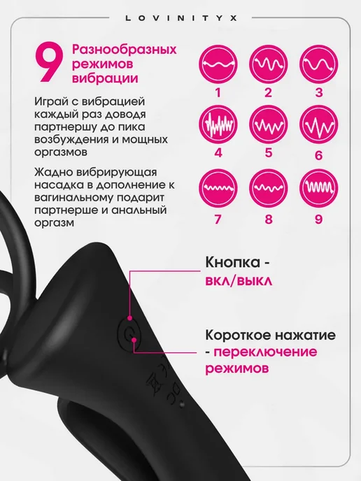 Секс игрушки насадка на член для двойного проникновения 18 +, черный, фото 6