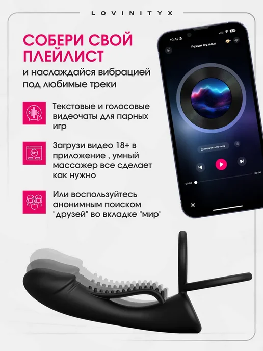 Секс игрушки насадка на член для двойного проникновения 18 +, черный, фото 8