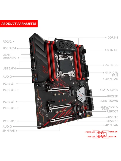 MAHCINIST Материнская плата X99 MR9D PLUS LGA2011-3 8 слотов DDR4, вариант, фото 4