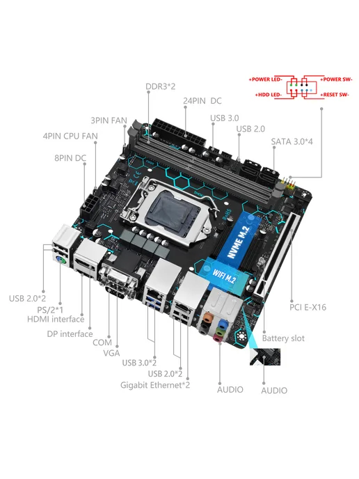 MAHCINIST LGA 1150 Материнская плата H97 DDR3 HDMI VGA DP M-ITX, вариант, фото 3