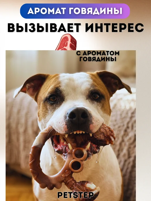 PETSTEP Жевательная игрушка для собак из нейлона Краб, белый, фото 5