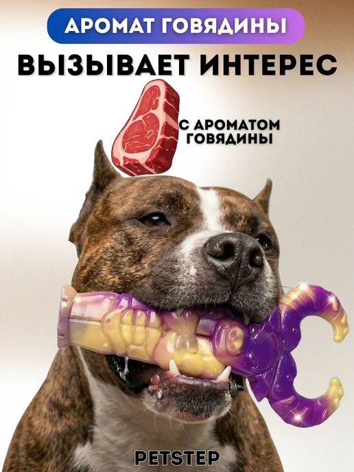 PETSTEP Жевательная игрушка для собак из нейлона Бык, фиолетовый, фото 5