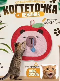 Когтеточка лежанка с игрушкой подвесная напольная