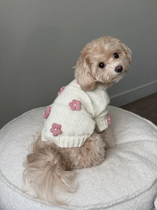Pawsy Одежда для собак кошек мелких пород, свитер для собак, белый, фото 8