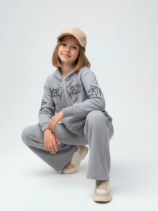 Minimoo Костюм спортивные с замком для подростковые, серый, фото 3