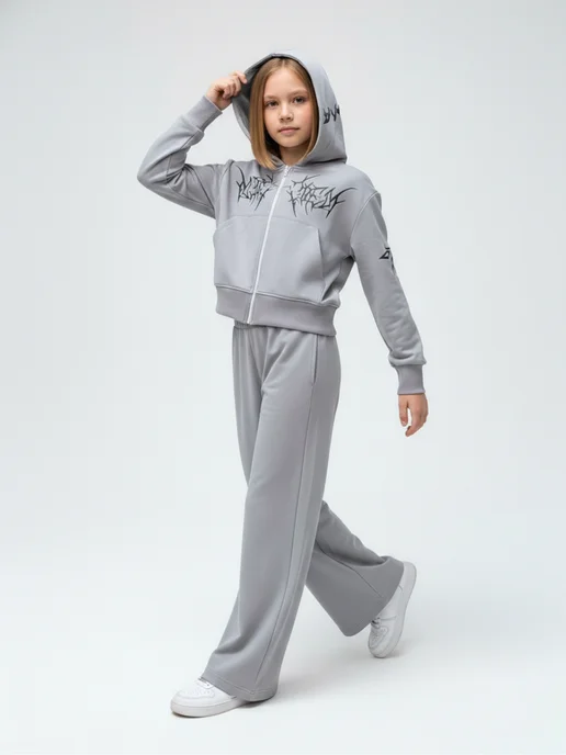 Minimoo Костюм спортивные с замком для подростковые, серый, фото 5