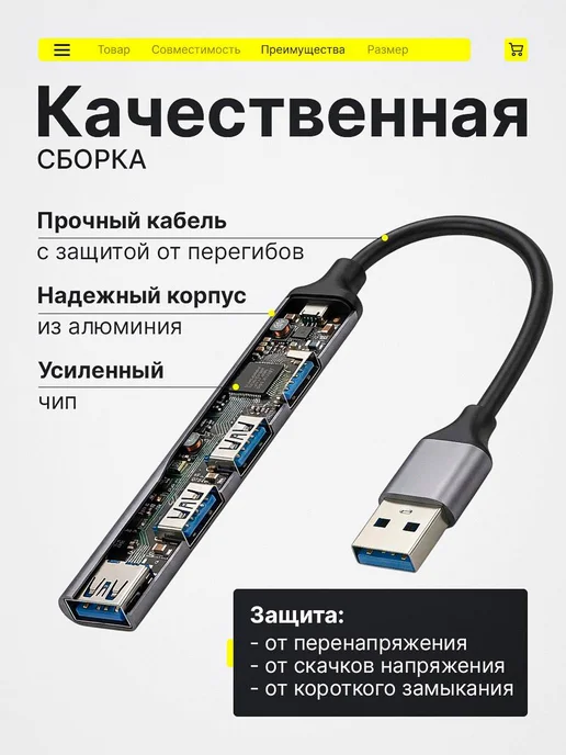 good things Usb разветвитель, хаб 3.0, hub для macbook, серый, фото 4