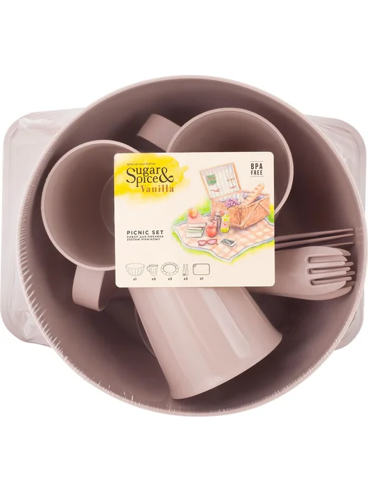 Набор для пикника Sugar&Spice Vanilla на 3 персон (14, розовый, фото 2