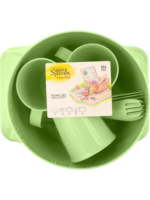 Набор для пикника Sugar&Spice Vanilla на 3 персон (14, зеленый, фото 3