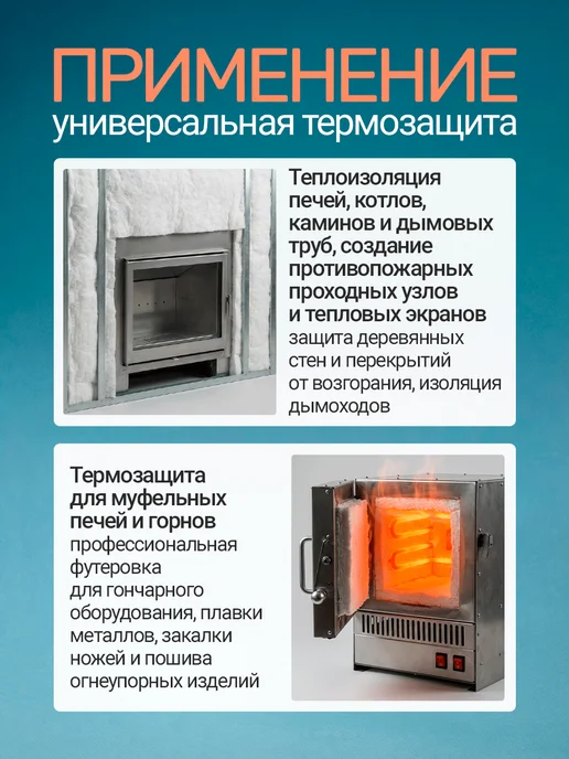 Сталь-Мастер Огнеупорное одеяло керамическое, каолиновая вата 1 м, 1 м, фото 6